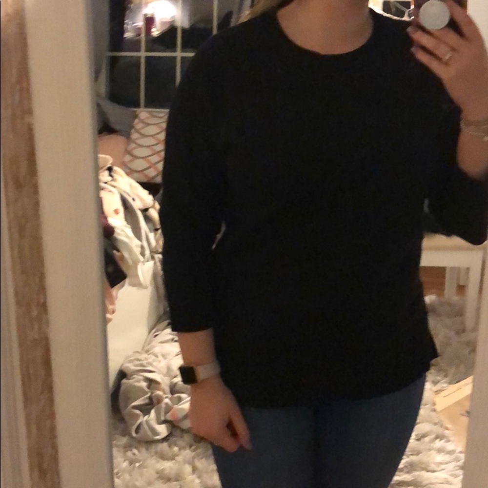 3/4 sleeve soft black sweater